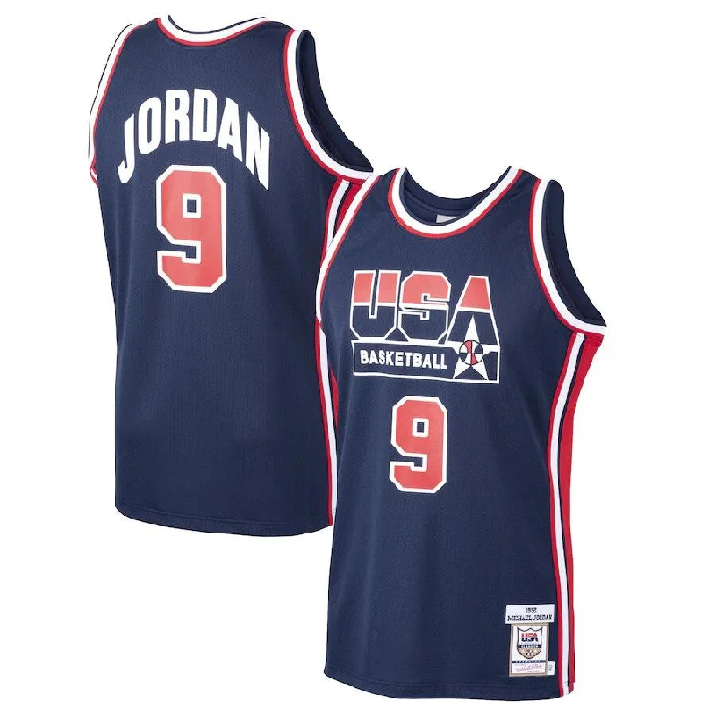 Men's Chicago Bulls #9 Michael Jordan Mitchell & Ness Navy Home 1992 Dream Team Stitched Basketball Jersey