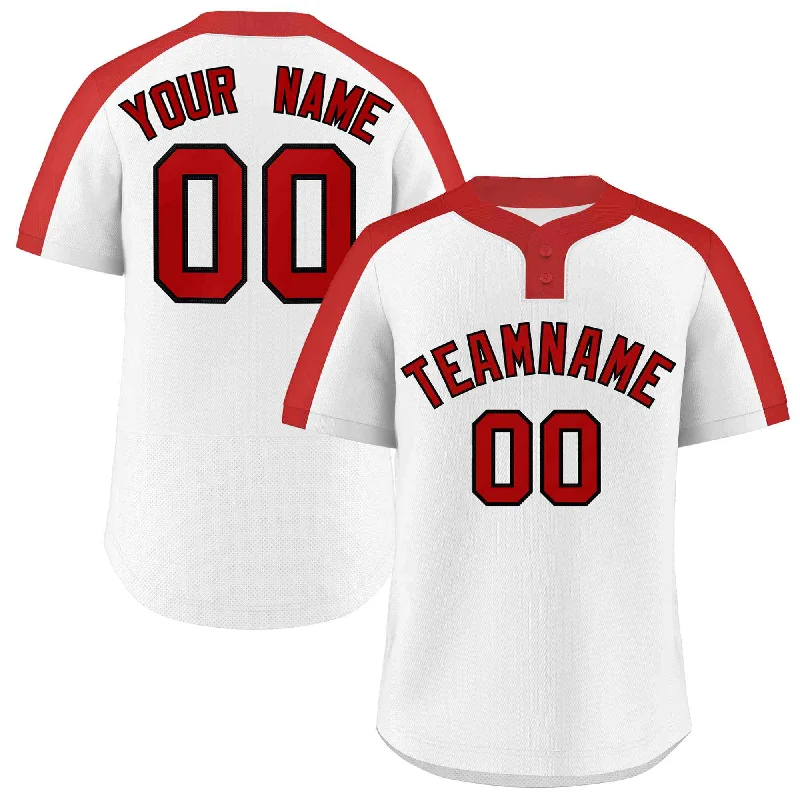 Custom White Red-Black Classic Style Authentic Two-Button Baseball Jersey