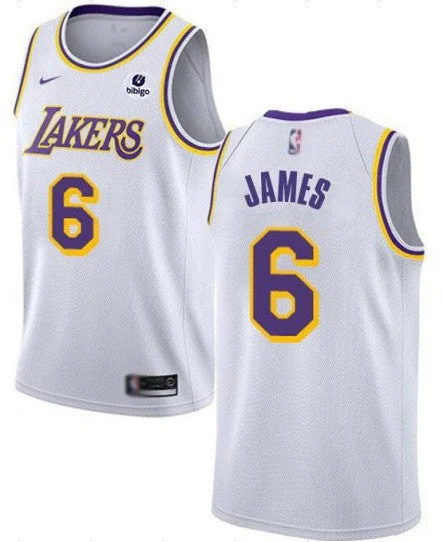 Men's Los Angeles Lakers #6 LeBron James White Stitched Basketball Basketball Jersey