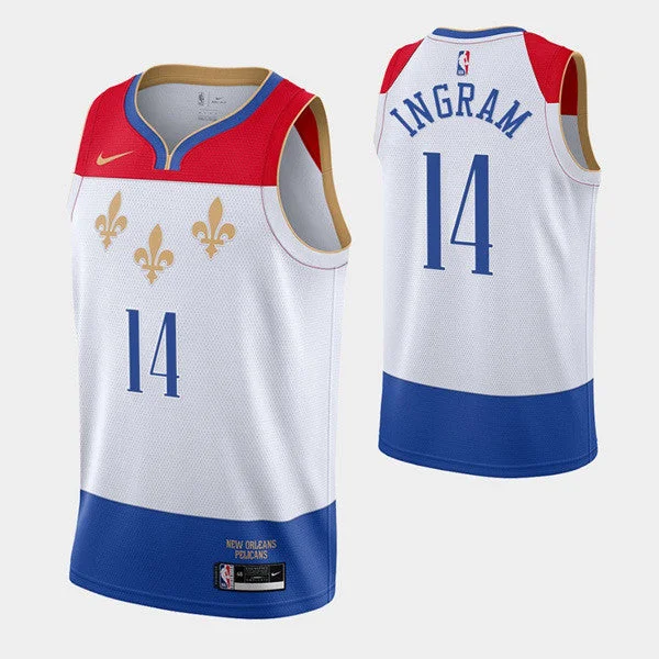 Men's New Orleans Pelicans #14 Brandon Ingram White City Edition New Uniform 2020-21 Stitched Basketball Jersey