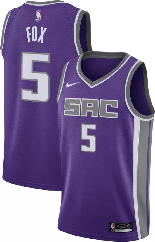 Men's Sacramento Kings #5 De'Aaron Fox purple Stitched Basketball Jersey