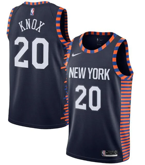 New Yok Knicks Navy #20 Kevin Knox City Edition Stitched Swingman Basketball Jersey