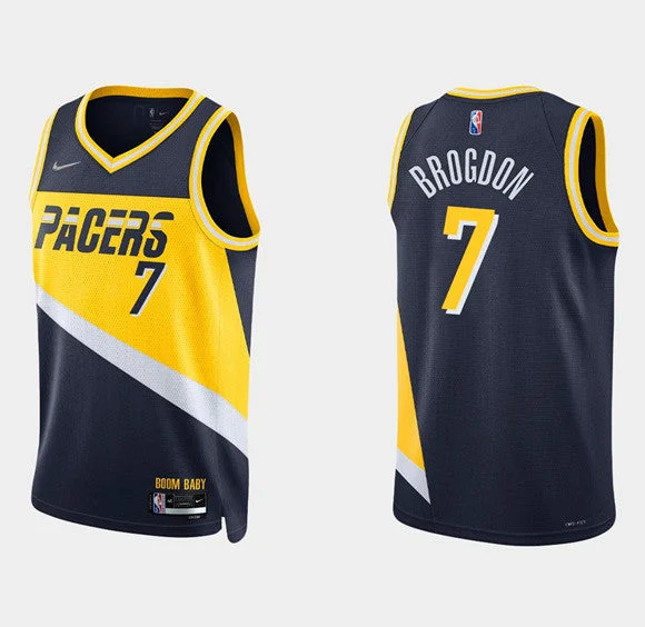 Men's Indiana Pacers #7 Malcolm Brogdon 75th Anniversary City Stitched Basketball Jersey