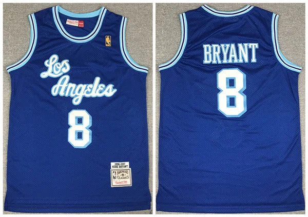 Men's Los Angeles Lakers #8 Kobe Bryant Blue Throwback Stitched Basketball Jersey