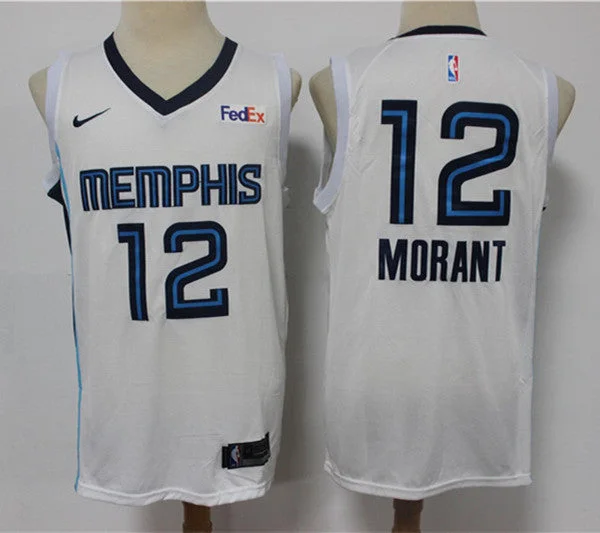 Men's Memphis Grizzlies #12 Ja Morant 2021 White Swingman Stitched Basketball Jersey