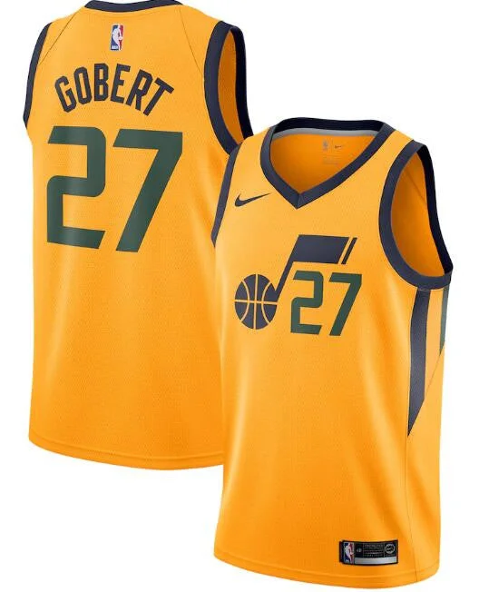 Men's Utah Jazz Yellow #27 Rudy Gobert Statement Edition Swingman Stitched Basketball Jersey