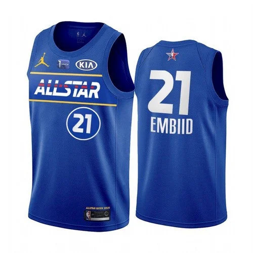 Men's 2021 All-Star Philadelphia 76ers #21 Joel Embiid Blue Eastern Conference Stitched Basketball Jersey