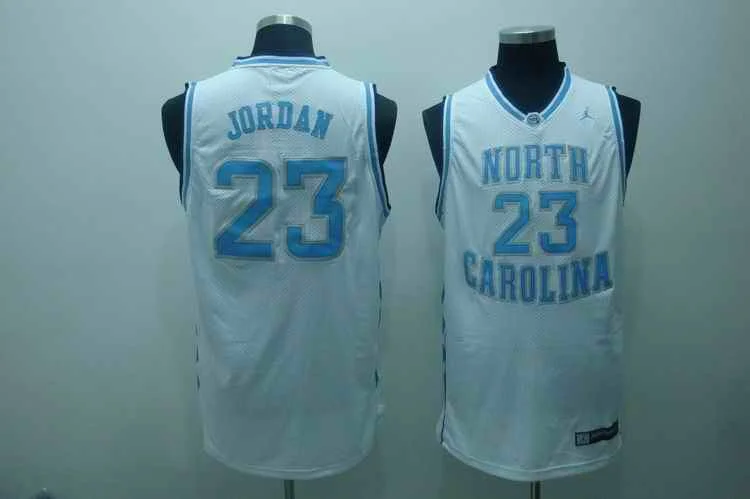 North Carolina 23 Michael Jordan White Basketball Jerseys