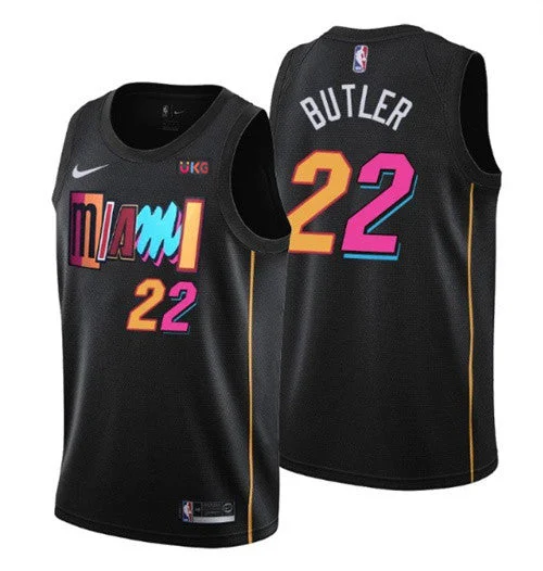 Men's Miami Heat 2021/22 City Edition #22 Jimmy Butler Black Stitched Basketball Jersey