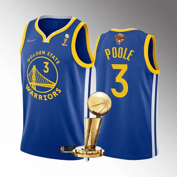 Men's Golden State Warriors #3 Jordan Poole Royal 2022 Finals Champions Stitched Basketball Jersey