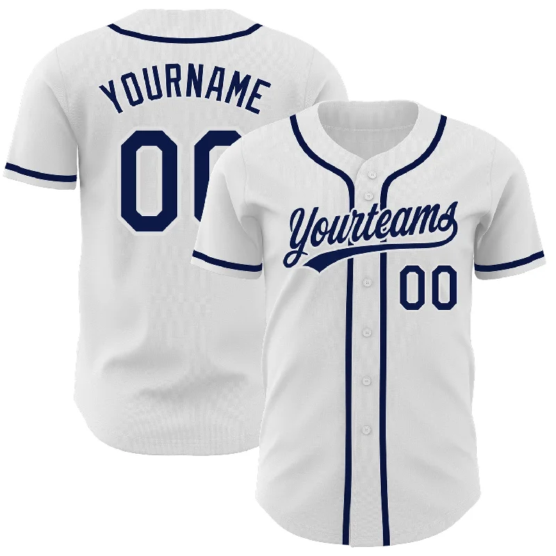 Custom White Navy Authentic Baseball Jersey