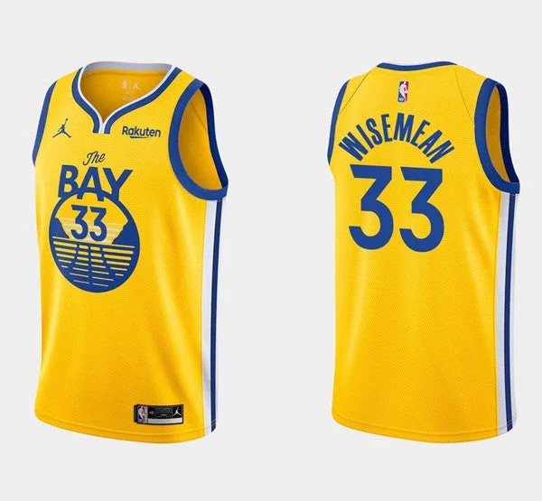 Men's Golden State Warriors #33 James Wiseman Gold Earned Edition Stitched Basketball Jersey