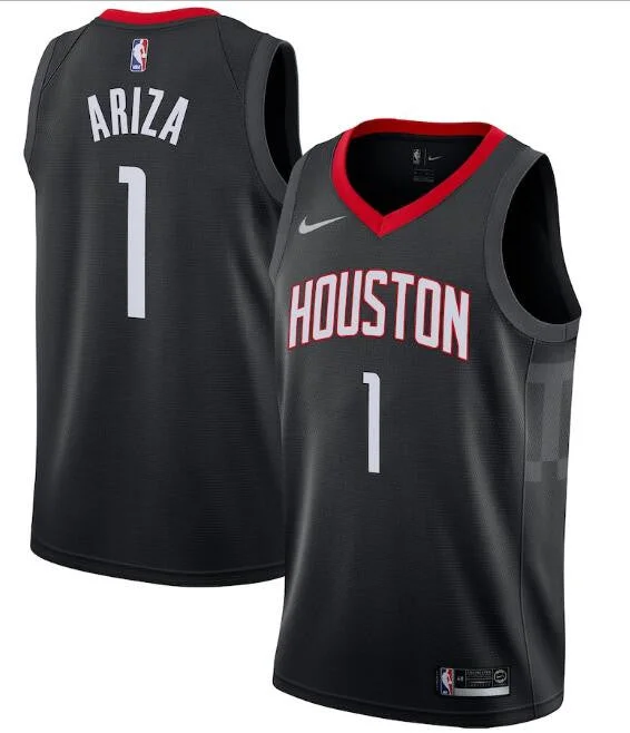 Men's Houston Rockets Black #1 Trevor Ariza Swingman Statement Stitched Basketball Jersey