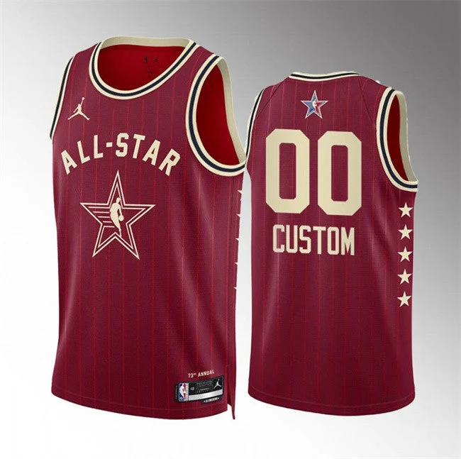 Men's 2024 All-Star Active Player Custom Crimson Game Swingman Stitched Basketball Basketball Jersey