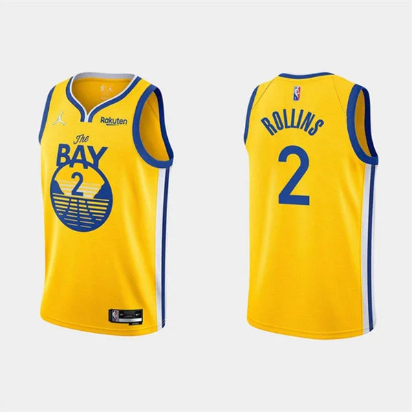 Men's Golden State Warriors #2 Ryan Rollins 2022 Yellow Stitched Basketball Basketball Jersey