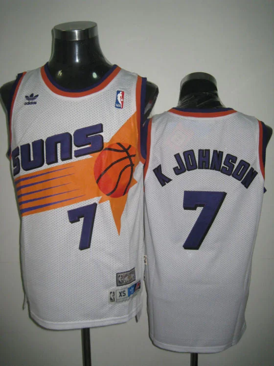 Suns 7 K. Johnson White Basketball Jerseys