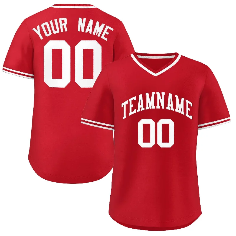 Custom White Red Classic Style Authentic Pullover Baseball Jersey