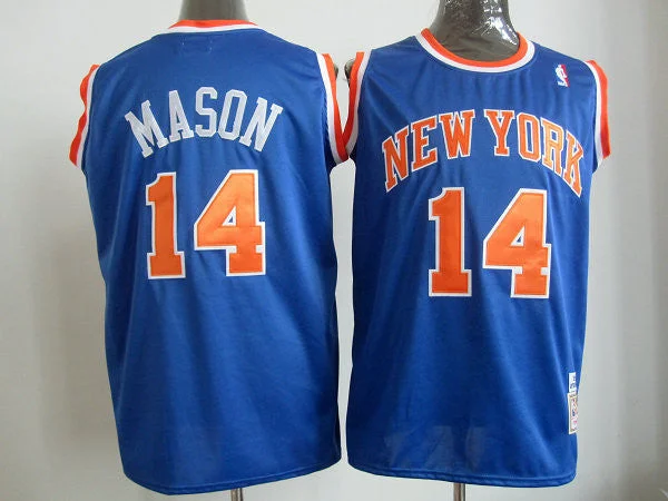 Knicks 14 Mason Blue m&n Basketball Jerseys