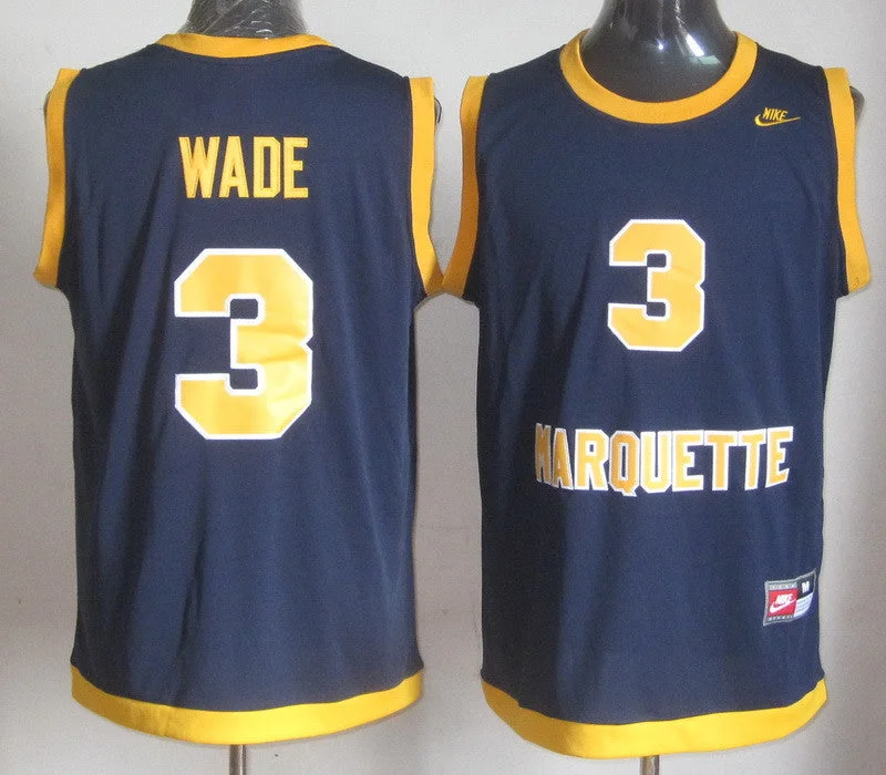 Marquette Golden Eagles 3 Wade Blue Basketball Jerseys