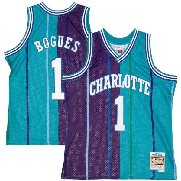 Men's Charlotte Hornets Active Player Custom Split Teal/Purple 1992-93 Mitchell & Ness Swingman Stitched Basketball Jersey