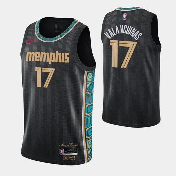 Men's Memphis Grizzlies #17 Jonas Valanciunas Black 2020-21 City Swingman Stitched Basketball Jersey