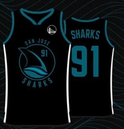 Men's Golden State Warriors x San Jose Sharks #91 Black Basketball Basketball Jersey