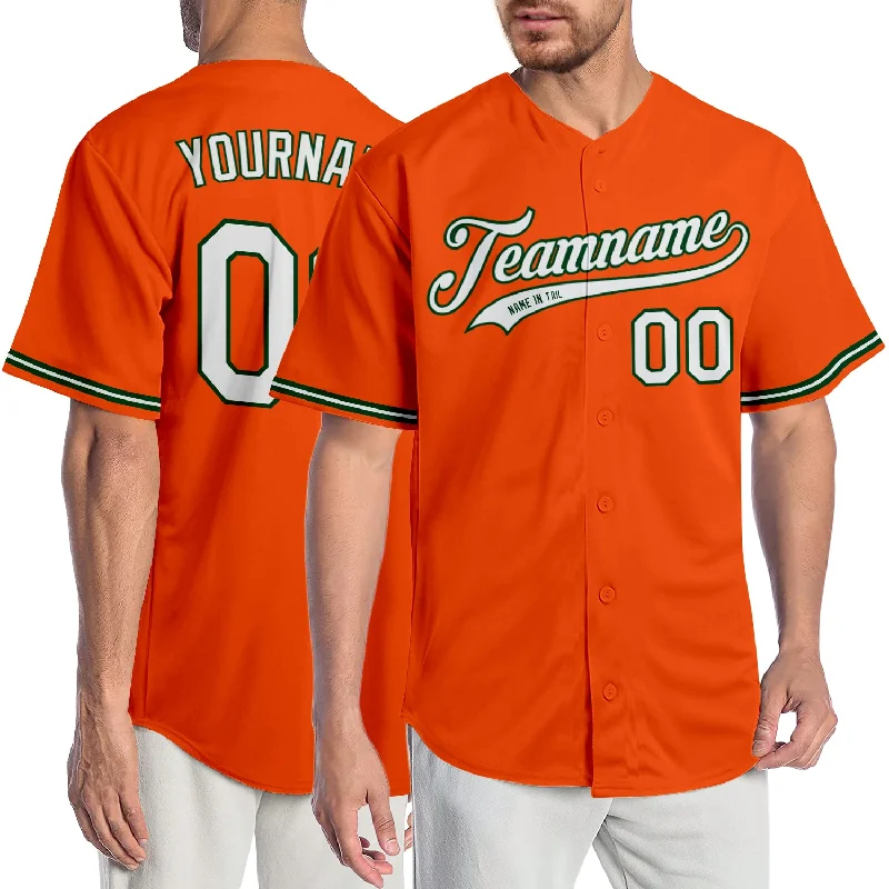 Custom Orange White-Green Authentic Baseball Jersey