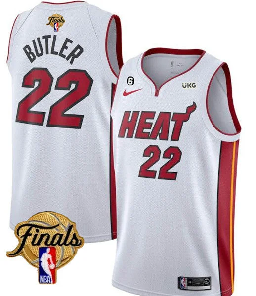 Men's Miami Heat #22 Jimmy Butler White 2023 Finals Association Edition With NO.6 Patch Stitched Basketball Basketball Jersey