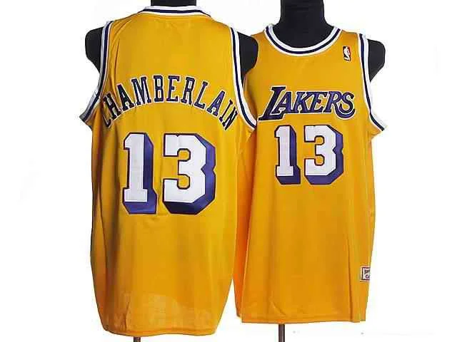 Lakers 13 Chamberlain Yellow Throwback Basketball Jerseys