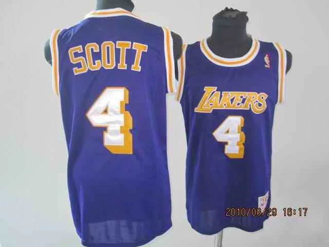 Lakers 4 Scott Purple Throwback Basketball Jerseys