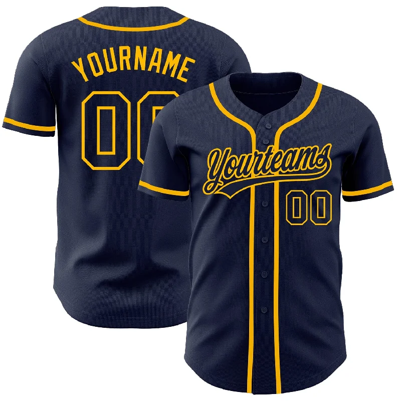 Custom Navy Navy-Gold Authentic Baseball Jersey