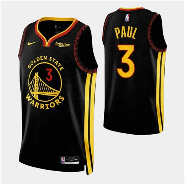 Men's Golden State Warriors #3 Chris Paul Black 2023/24 City Edition Stitched Basketball Basketball Jersey