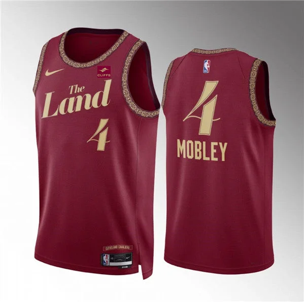 Men's Cleveland Cavaliers #4 Evan Mobley Wine 2023/24 City Edition Stitched Basketball Jersey