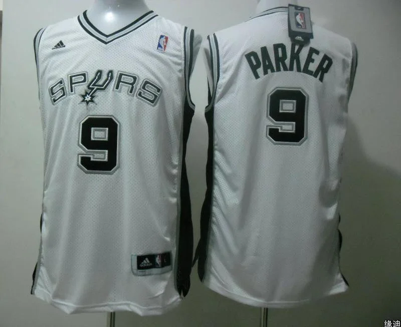 Spurs 9 Parker White Mesh Basketball Jerseys