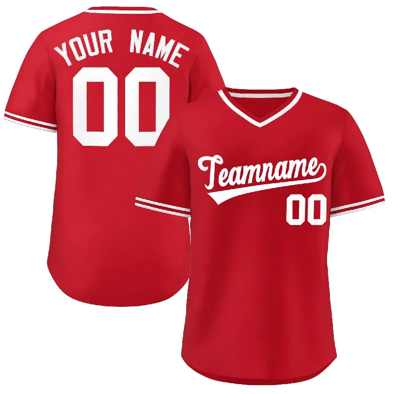 Custom White Red Classic Style Outdoor Authentic Pullover Baseball Jersey