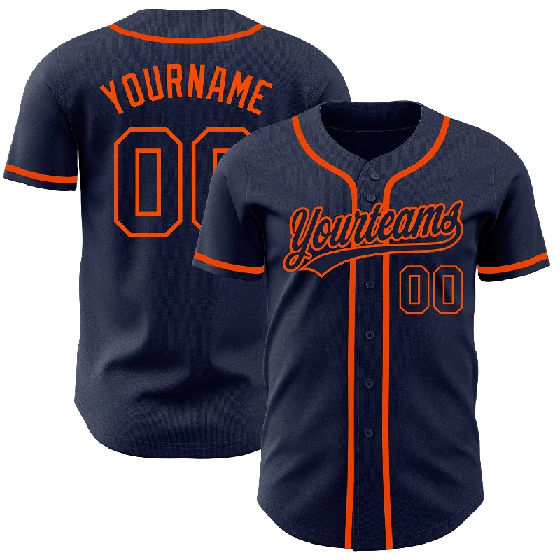 Custom Navy Navy-Orange Authentic Baseball Jersey