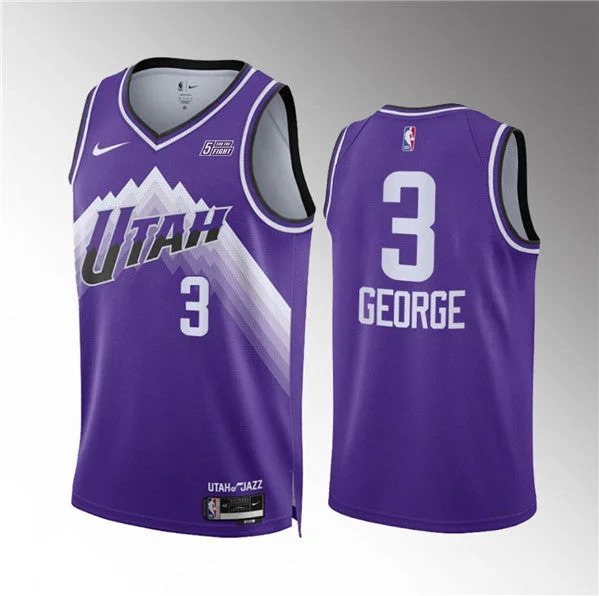 Men's Utah Jazz #3 Keyonte George Purple 2023/24 City Edition Stitched Basketball Basketball Jersey