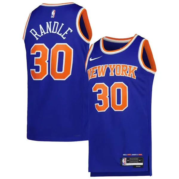 Men's New York Knicks #30 Julius Randle 2022/23 Blue Icon Edition Swingman Stitched Basketball Basketball Jersey