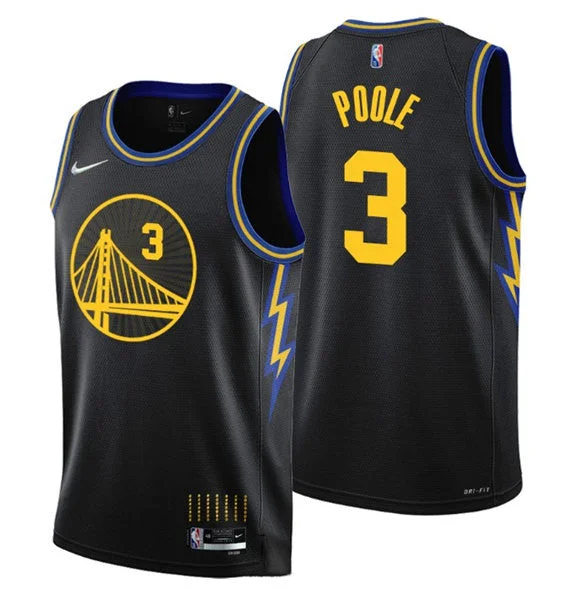 Men's Golden State Warriors #3 Jordan Poole Black Stitched Basketball Basketball Jersey