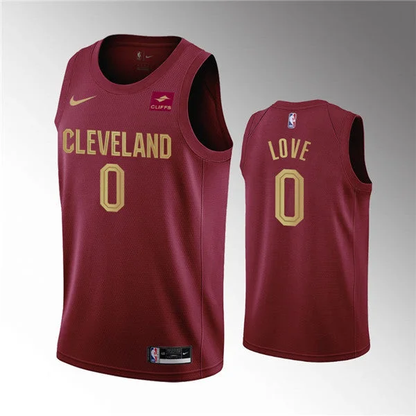 Men's Cleveland Cavaliers #0 Kevin Love Wine Icon Edition Stitched Basketball Basketball Jersey