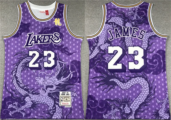 Men's Los Angeles Lakers #23 LeBron James Purple 2018-19 Throwback basketball Basketball Jersey