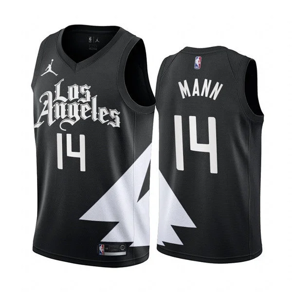 Men's Los Angeles Clippers #14 Terance Mann 2022/23 Black Statement Edition Stitched Basketball Jersey