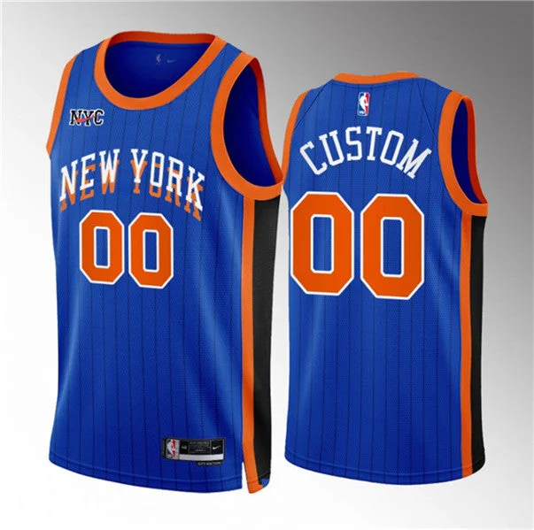 Men's New York Knicks Active Player Custom Blue 2023/24 City Edition Stitched Basketball Basketball Jersey