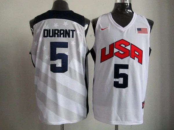 USA 5 Durant White 2012 Basketball Jerseys