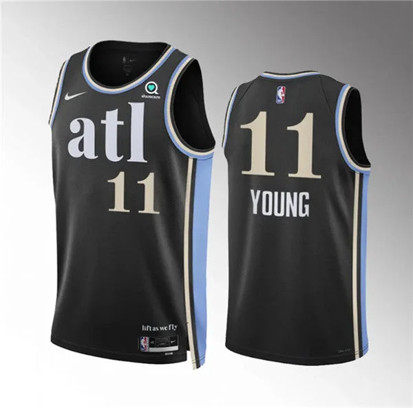 Men's Atlanta Hawks #11 Trae Young 2023/24 Black City Edition Stitched Basketball Basketball Jersey