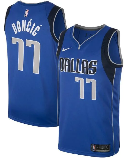 Men's Dallas Mavericks Blue #77 Luka Doncic Stitched Basketball Jersey