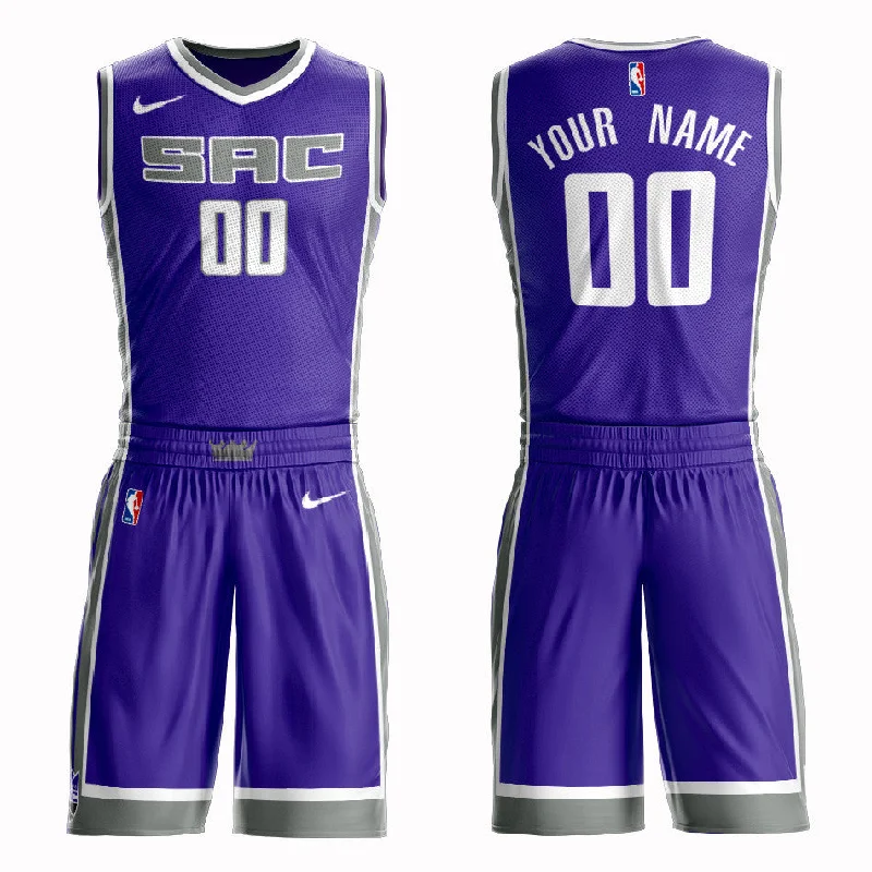 Kings Purple Men's Customized Swingman Basketball Jersey(With Shorts)