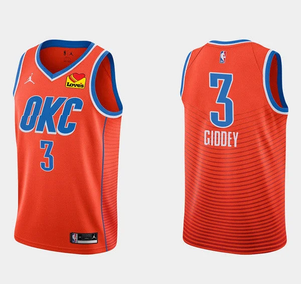 Men's Oklahoma City Thunder #3 Josh Giddey Orange Statement Edition Stitched Basketball Basketball Jersey