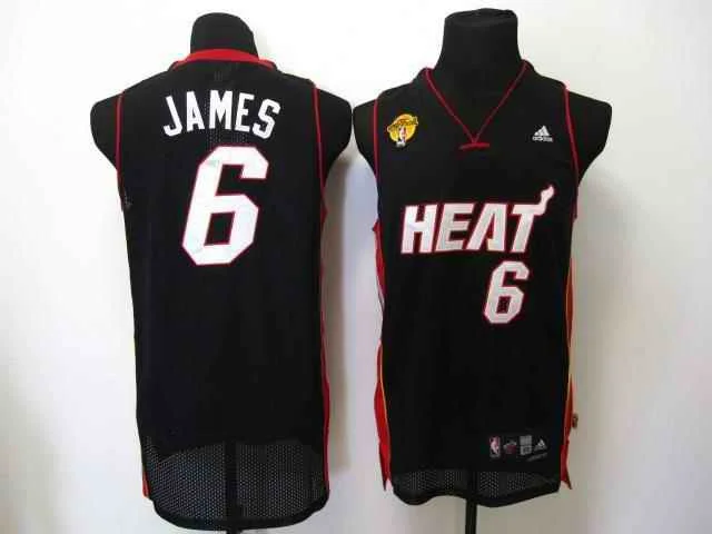 Heat 6 James Black Fianls Patch Fans Basketball Jerseys