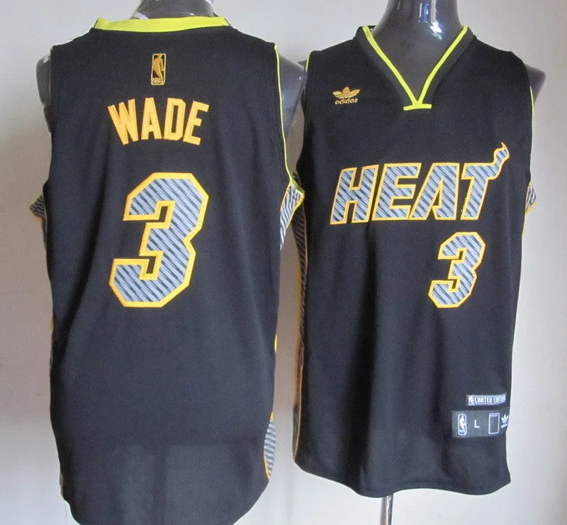 Heats 3 Wade Black Fashion Basketball Jerseys